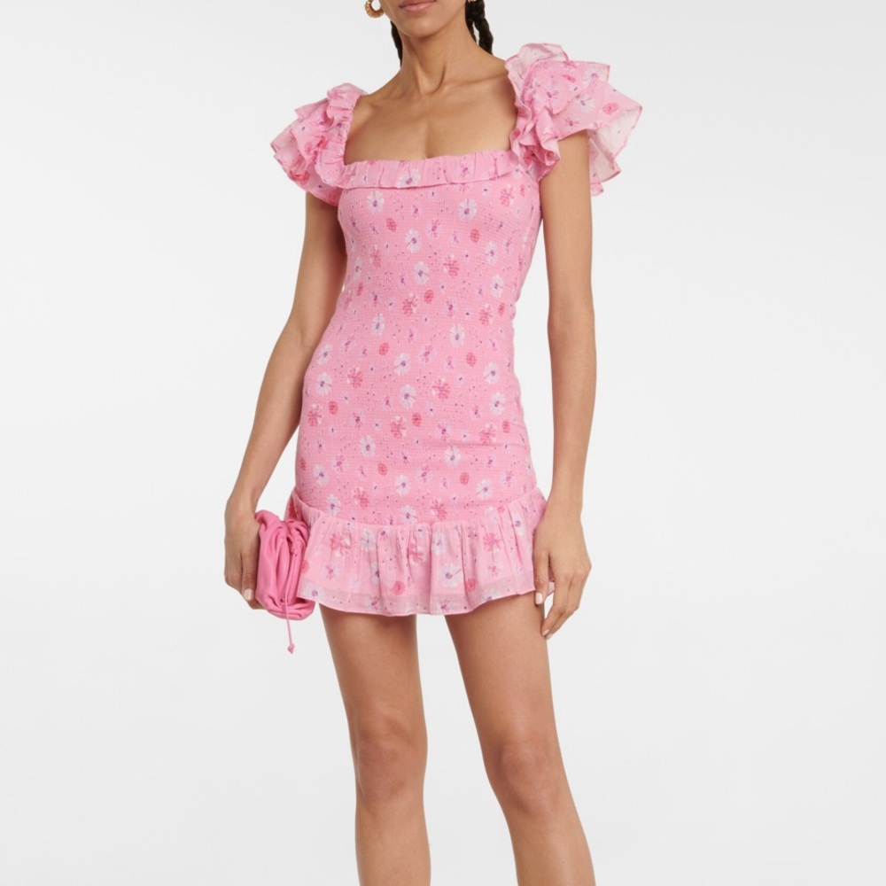 Loveshackfancy Pink Floral Ruffle Dress